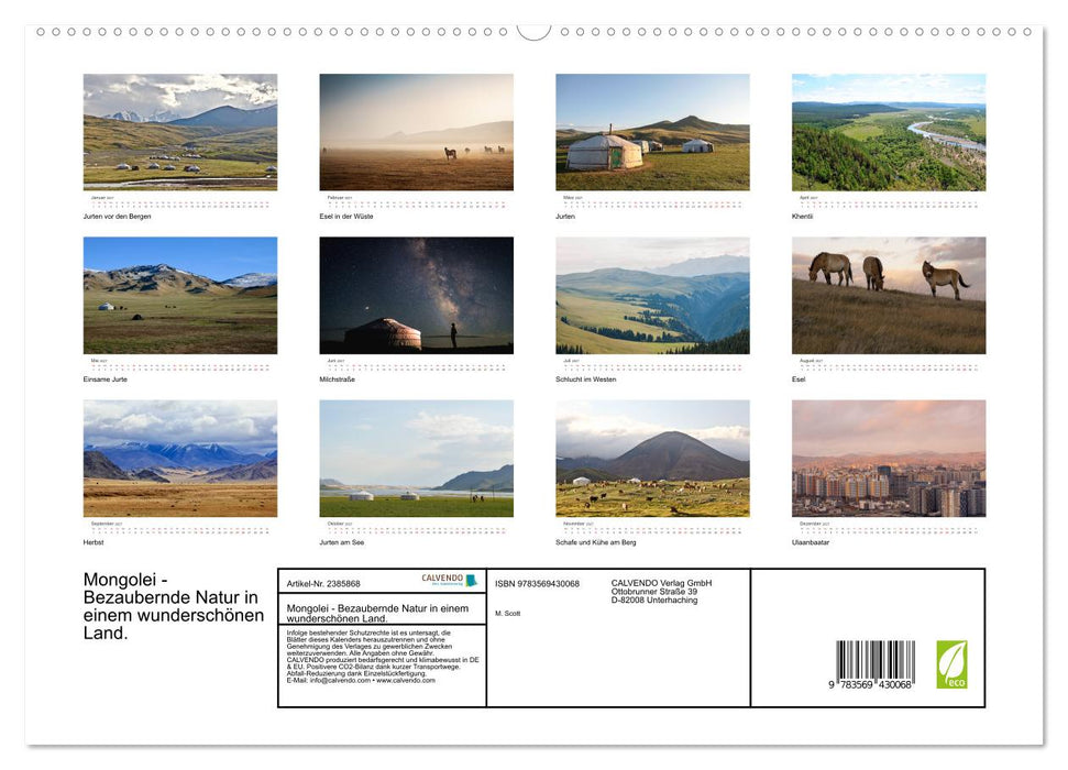 Mongolei - Bezaubernde Natur in einem wunderschönen Land. (CALVENDO Premium Wandkalender 2027)