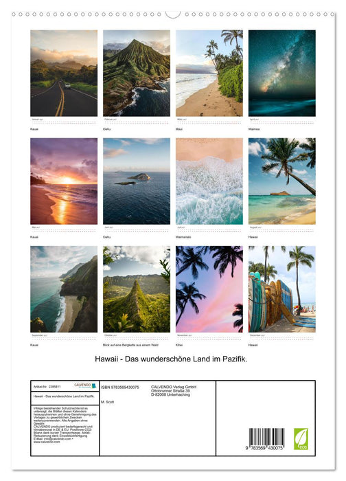 Hawaii - Das wunderschöne Land im Pazifik. (CALVENDO Premium Wandkalender 2027)