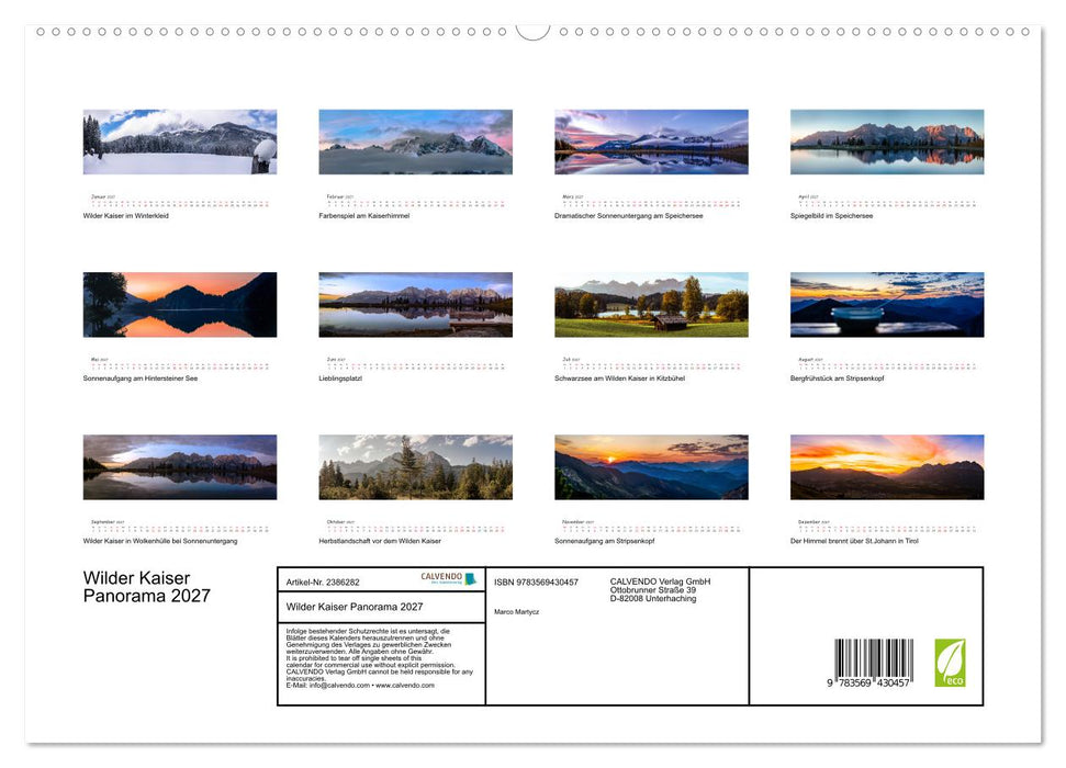 Wilder Kaiser Panorama 2027 (CALVENDO Premium Wandkalender 2027)