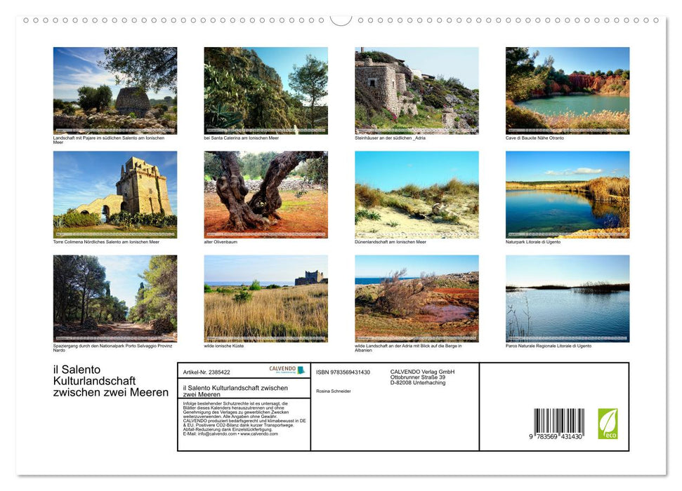 il Salento Kulturlandschaft zwischen zwei Meeren (CALVENDO Premium Wandkalender 2027)