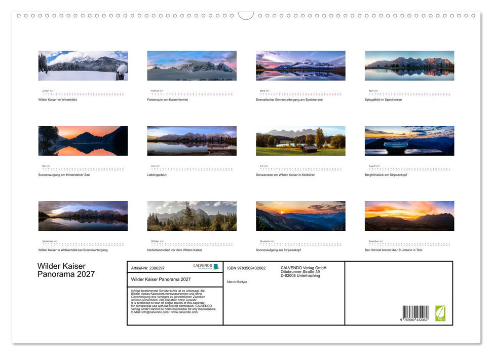 Wilder Kaiser Panorama 2027 (CALVENDO Wandkalender 2027)