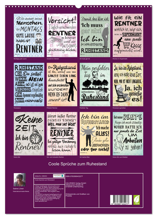 Coole Sprüche zum Ruhestand (CALVENDO Premium Wandkalender 2027)