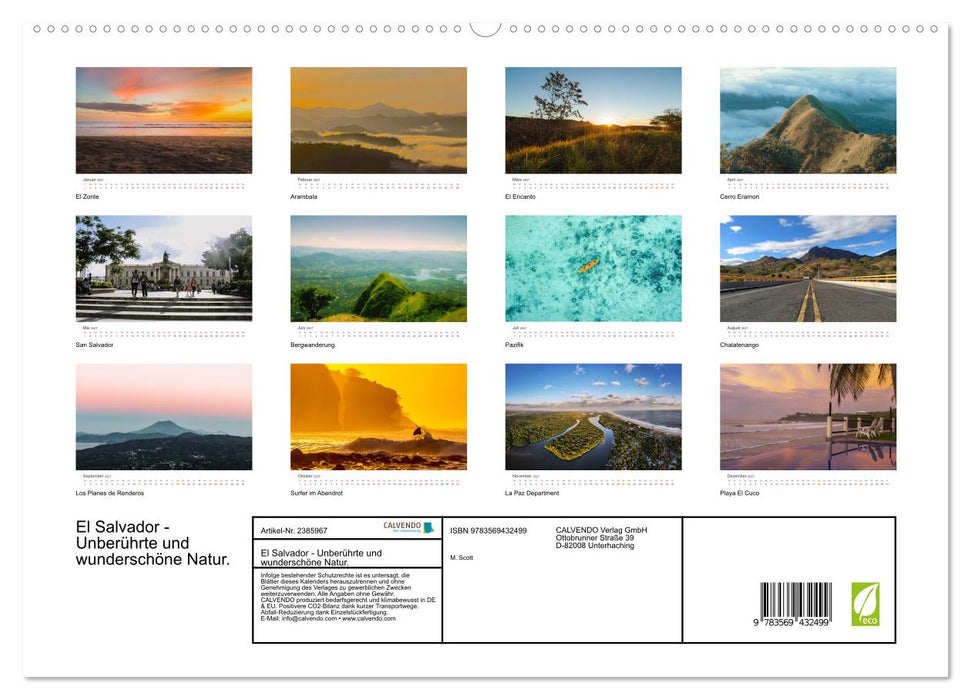 El Salvador - Unberührte und wunderschöne Natur. (CALVENDO Premium Wandkalender 2027)