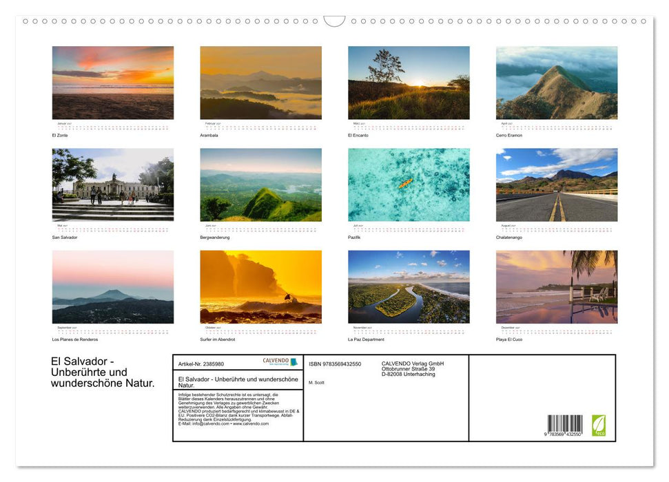 El Salvador - Unberührte und wunderschöne Natur. (CALVENDO Wandkalender 2027)