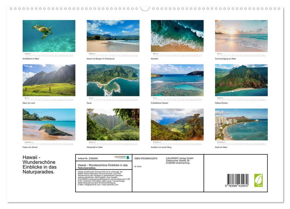 Hawaii - Wunderschöne Einblicke in das Naturparadies. (CALVENDO Premium Wandkalender 2027)