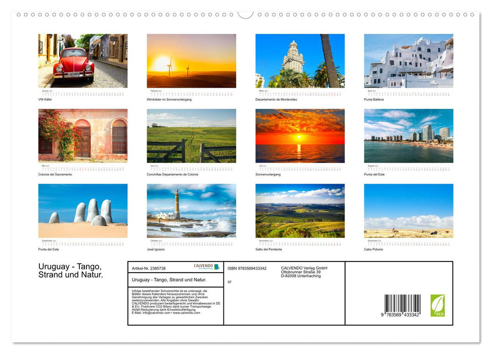 Uruguay - Tango, Strand und Natur. (CALVENDO Wandkalender 2027)