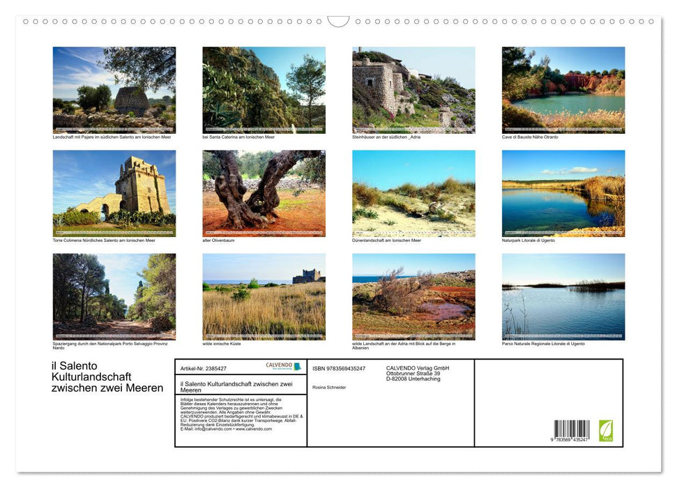 il Salento Kulturlandschaft zwischen zwei Meeren (CALVENDO Wandkalender 2027)