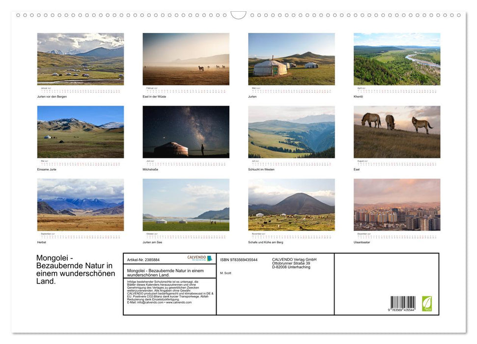 Mongolei - Bezaubernde Natur in einem wunderschönen Land. (CALVENDO Wandkalender 2027)