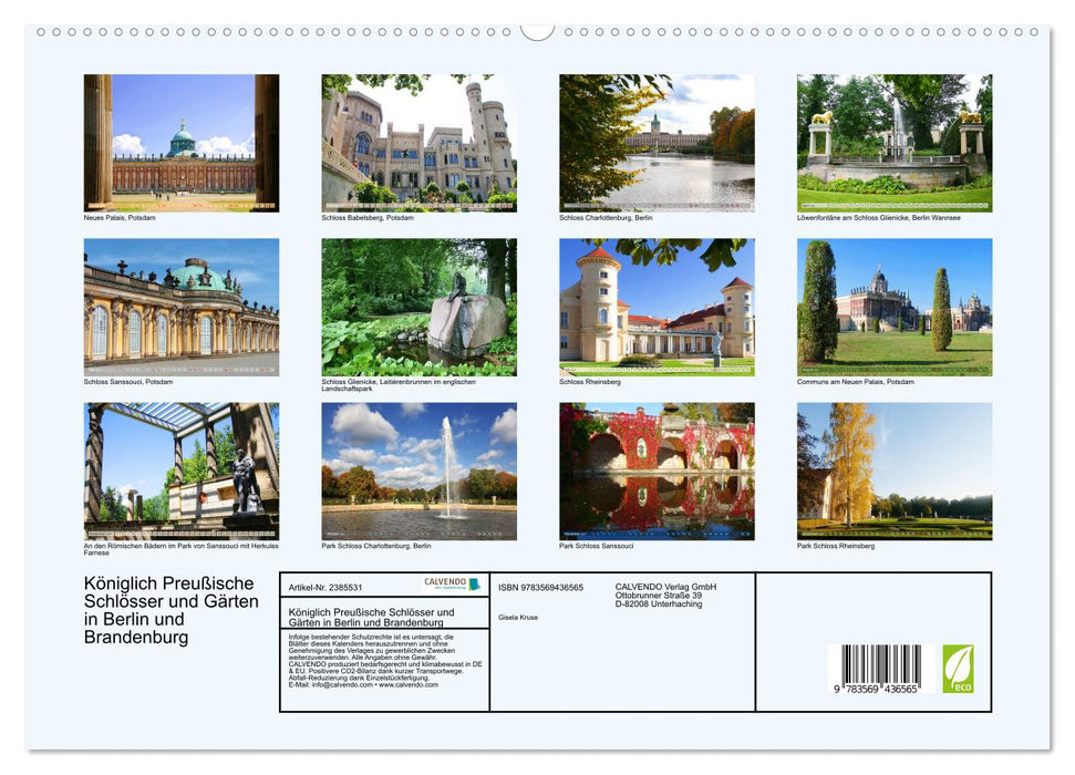 Königlich Preußische Schlösser und Gärten in Berlin und Brandenburg (CALVENDO Wandkalender 2027)