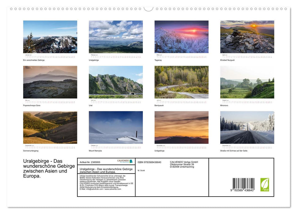 Uralgebirge - Das wunderschöne Gebirge zwischen Asien und Europa. (CALVENDO Wandkalender 2027)