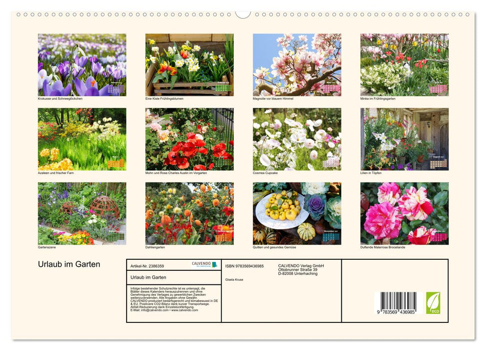 Urlaub im Garten (CALVENDO Wandkalender 2027)