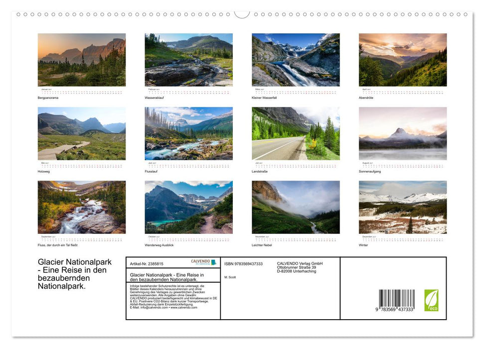 Glacier Nationalpark - Eine Reise in den bezaubernden Nationalpark. (CALVENDO Premium Wandkalender 2027)