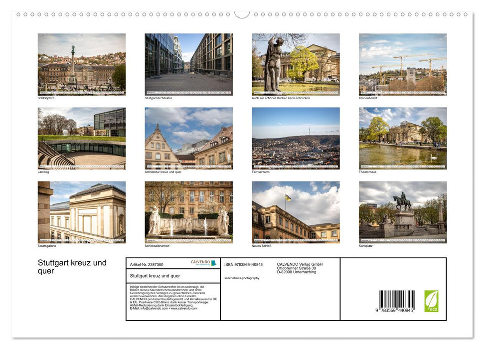 Stuttgart kreuz und quer (CALVENDO Premium Wandkalender 2027)