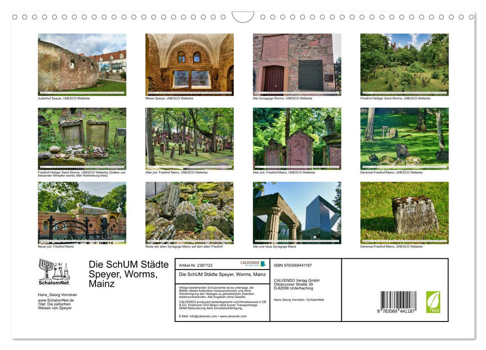 Die SchUM Städte Speyer, Worms, Mainz (CALVENDO Wandkalender 2027)