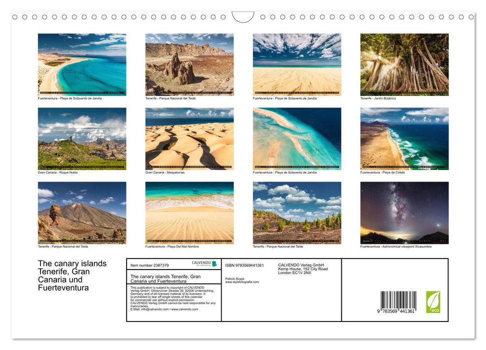 The canary islands Tenerife, Gran Canaria und Fuerteventura (CALVENDO Monthly Calendar 2027)
