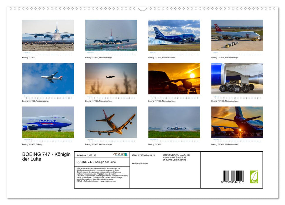 BOEING 747 - Königin der Lüfte (CALVENDO Premium Wandkalender 2027)