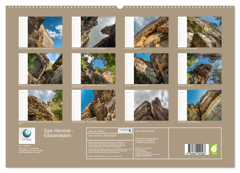 Gen Himmel - Elbsandstein (CALVENDO Wandkalender 2027)