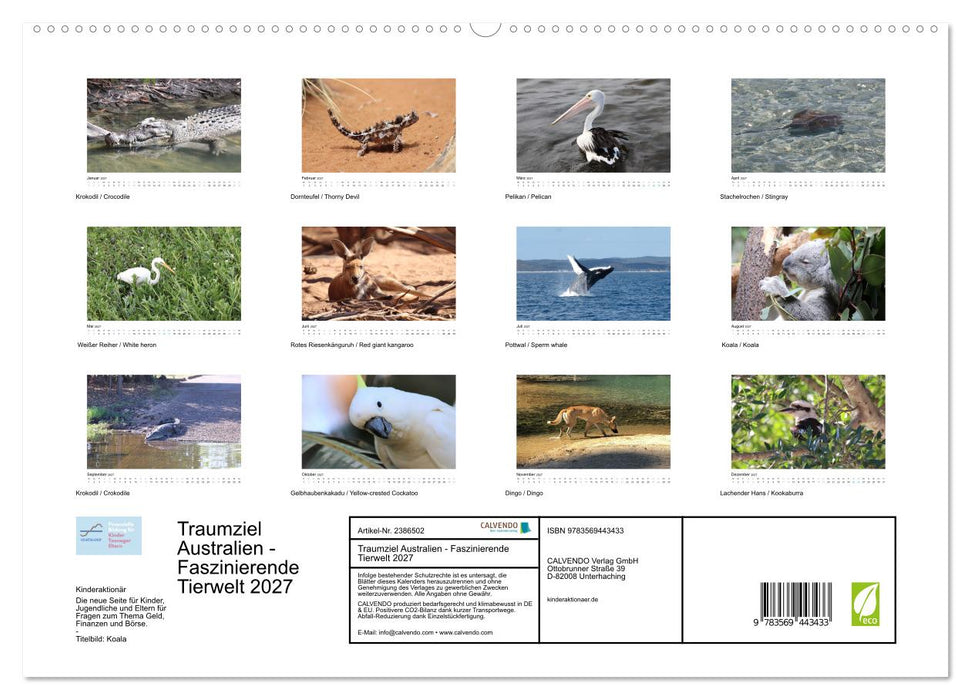 Traumziel Australien - Faszinierende Tierwelt 2027 (CALVENDO Premium Wandkalender 2027)