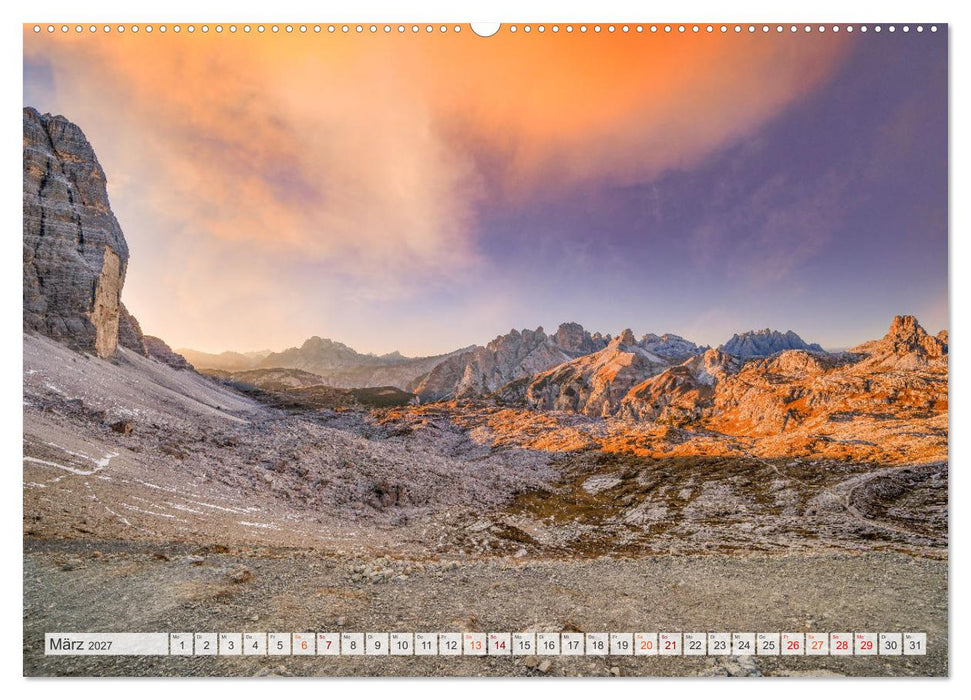 Bergwanderung Dolomiten rund um die Drei Zinnen (CALVENDO Premium Wandkalender 2027)