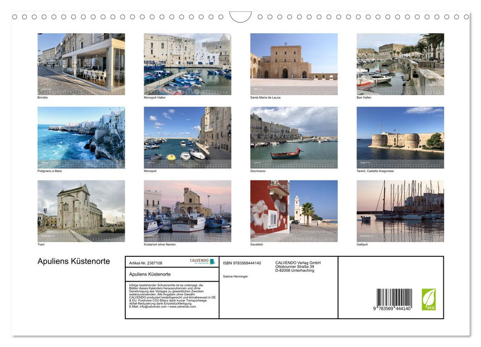 Apuliens Küstenorte (CALVENDO Wandkalender 2027)