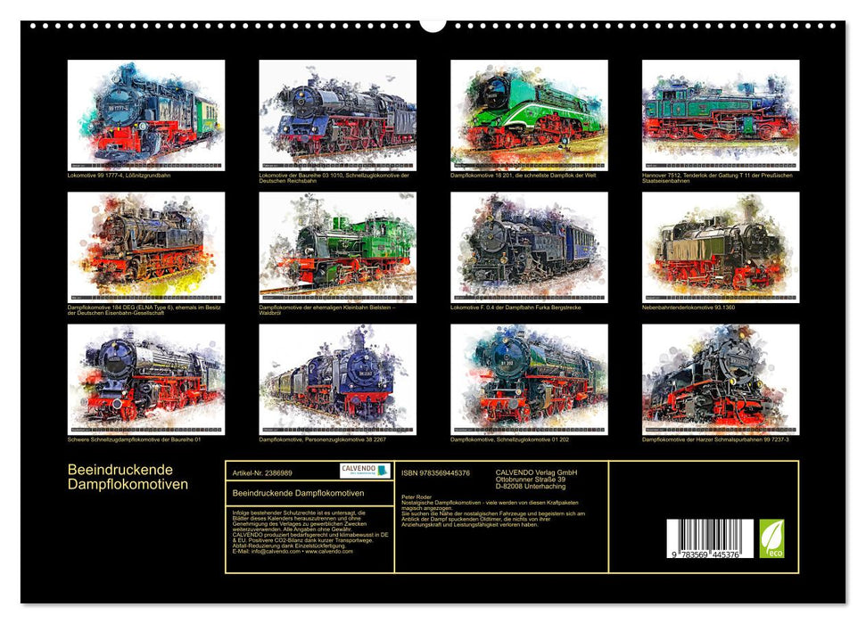 Beeindruckende Dampflokomotiven (CALVENDO Wandkalender 2027)