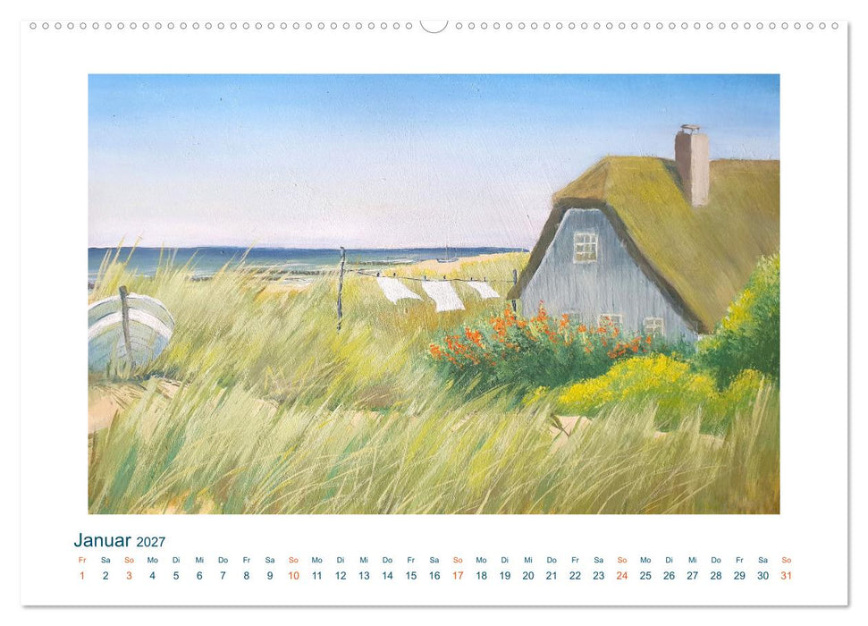 Farben der Sehnsucht - Landschaftsmalerei mit Impressionen von Küsten, Häfen und Meer (CALVENDO Wandkalender 2027)