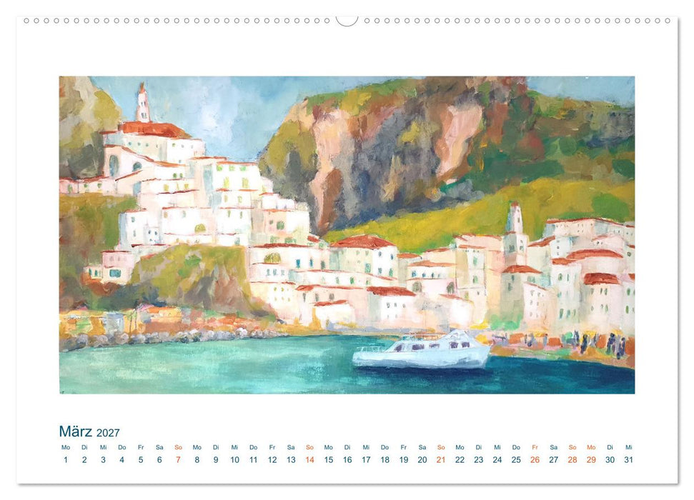 Farben der Sehnsucht - Landschaftsmalerei mit Impressionen von Küsten, Häfen und Meer (CALVENDO Wandkalender 2027)