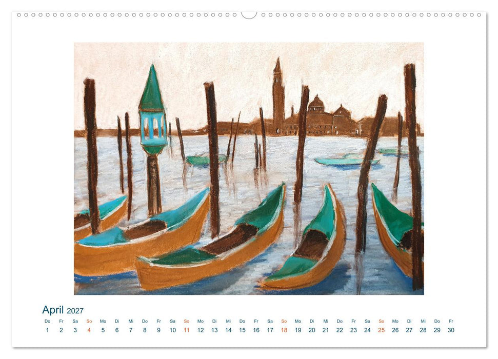 Farben der Sehnsucht - Landschaftsmalerei mit Impressionen von Küsten, Häfen und Meer (CALVENDO Wandkalender 2027)