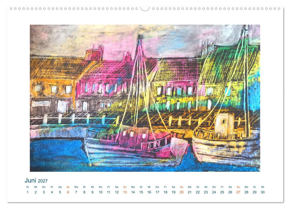 Farben der Sehnsucht - Landschaftsmalerei mit Impressionen von Küsten, Häfen und Meer (CALVENDO Wandkalender 2027)
