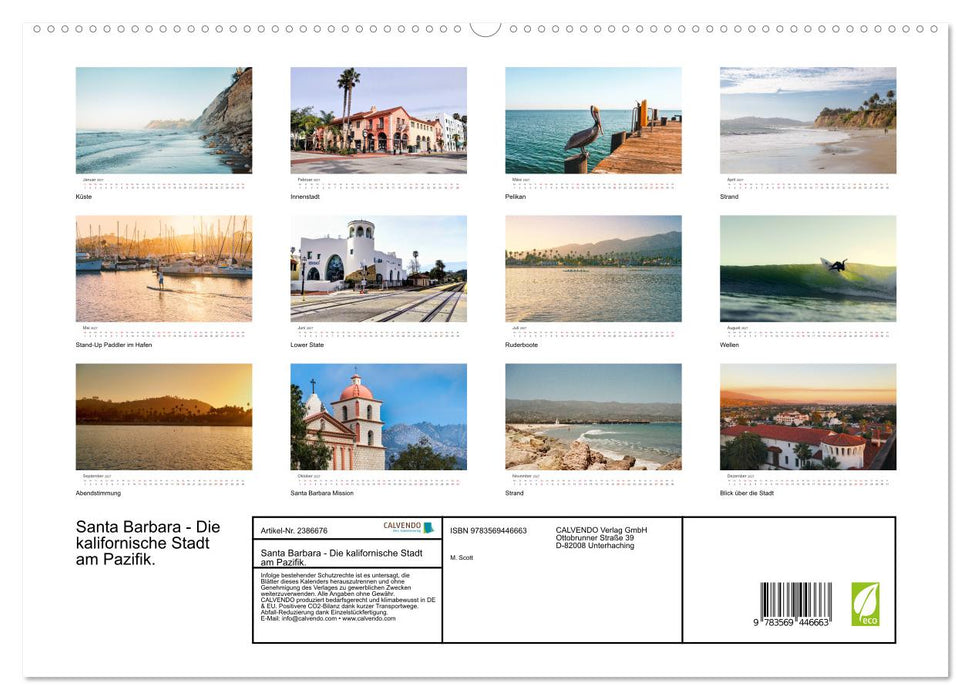 Santa Barbara - Die kalifornische Stadt am Pazifik. (CALVENDO Premium Wandkalender 2027)