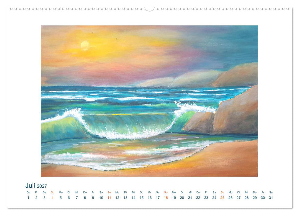 Farben der Sehnsucht - Landschaftsmalerei mit Impressionen von Küsten, Häfen und Meer (CALVENDO Premium Wandkalender 2027)