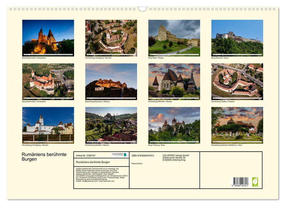 Rumäniens berühmte Burgen (CALVENDO Wandkalender 2027)