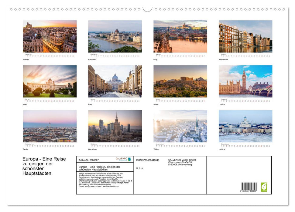 Europa - Eine Reise zu einigen der schönsten Hauptstädten. (CALVENDO Wandkalender 2027)