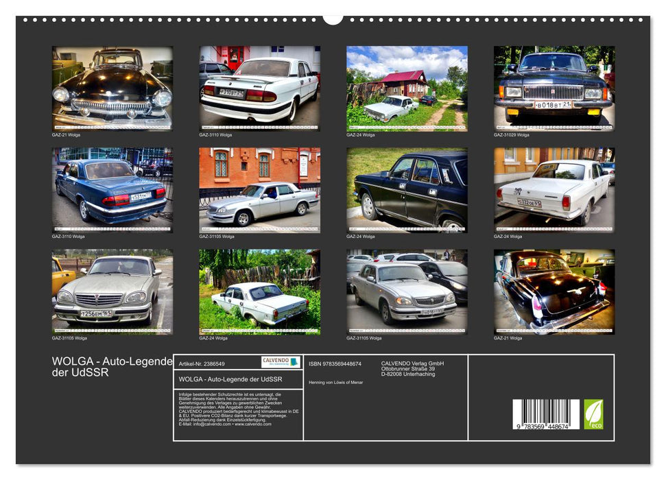 WOLGA - Auto-Legende der UdSSR (CALVENDO Premium Wandkalender 2027)