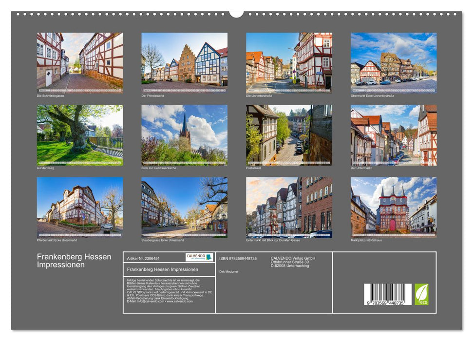 Frankenberg Hessen Impressionen (CALVENDO Premium Wandkalender 2027)