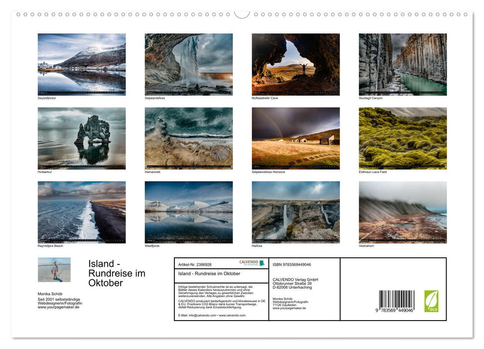 Island - Rundreise im Oktober (CALVENDO Premium Wandkalender 2027)
