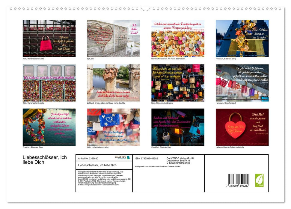 Liebesschlösser, Ich liebe Dich (CALVENDO Premium Wandkalender 2027)