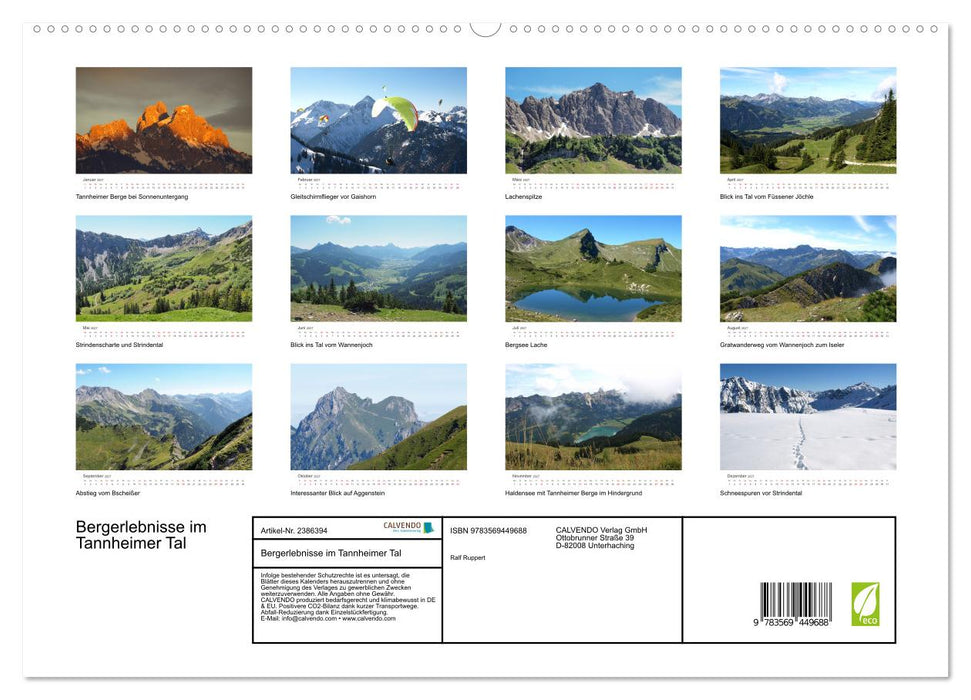 Bergerlebnisse im Tannheimer Tal (CALVENDO Premium Wandkalender 2027)