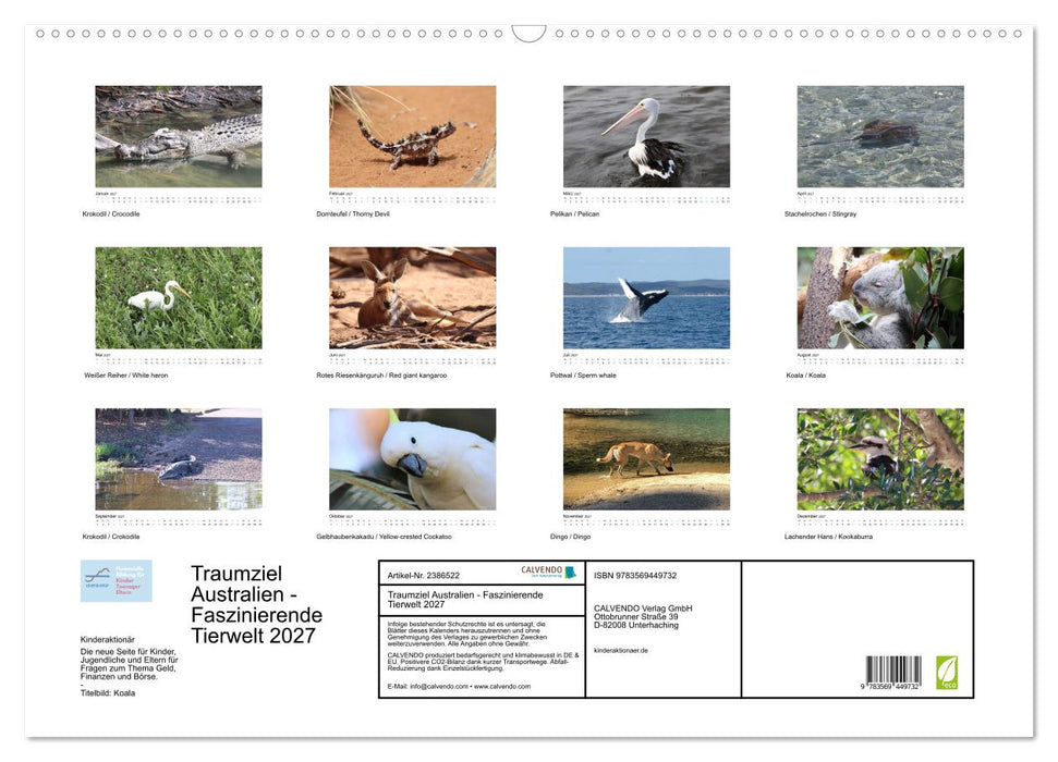 Traumziel Australien - Faszinierende Tierwelt 2027 (CALVENDO Wandkalender 2027)