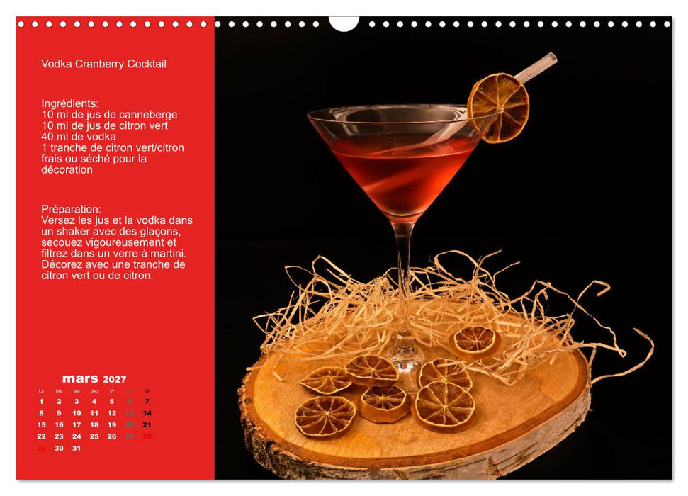 Cocktails de vodka Fascination (CALVENDO Calendrier mensuel 2027)