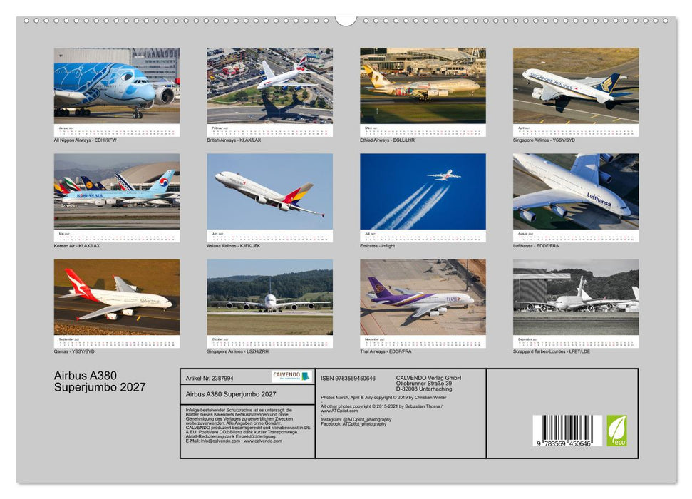 Airbus A380 Superjumbo 2027 (CALVENDO Premium Wandkalender 2027)