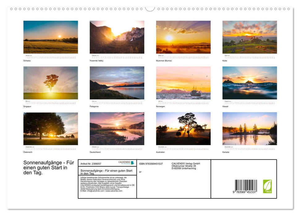 Sonnenaufgänge - Für einen guten Start in den Tag. (CALVENDO Premium Wandkalender 2027)