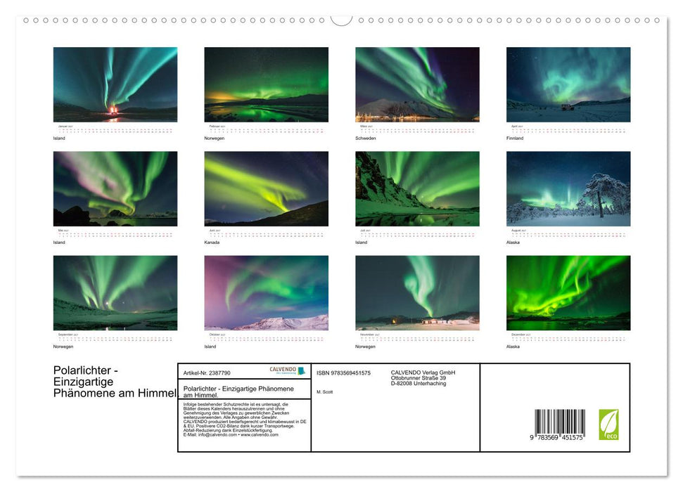 Polarlichter - Einzigartige Phänomene am Himmel. (CALVENDO Wandkalender 2027)