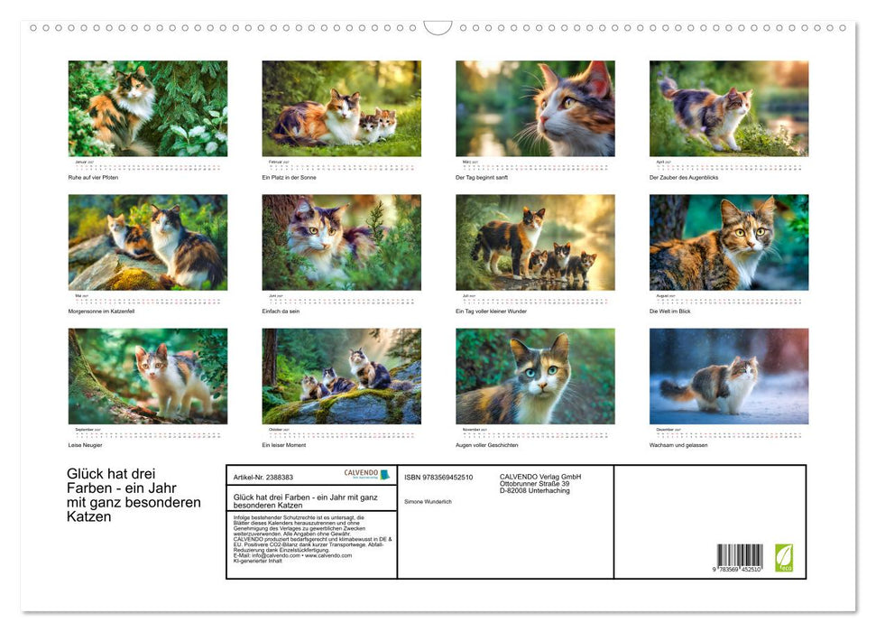 Glück hat drei Farben - ein Jahr mit ganz besonderen Katzen (CALVENDO Wandkalender 2027)