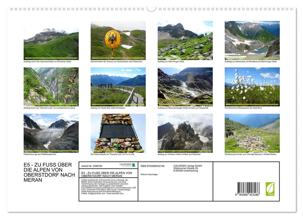 E5 - ZU FUSS ÜBER DIE ALPEN VON OBERSTDORF NACH MERAN (CALVENDO Wandkalender 2027)