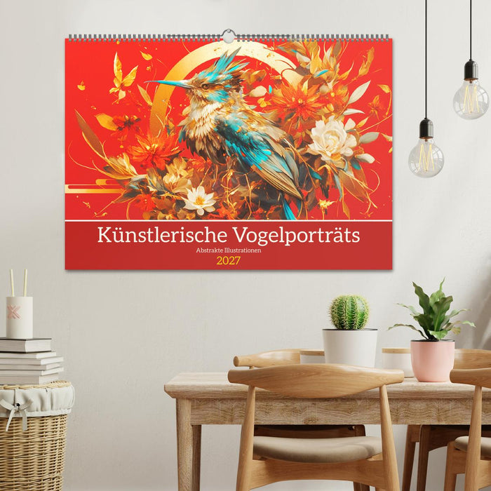 Künstlerische Vogelporträts. Abstrakte Illustrationen (CALVENDO Wandkalender 2027)