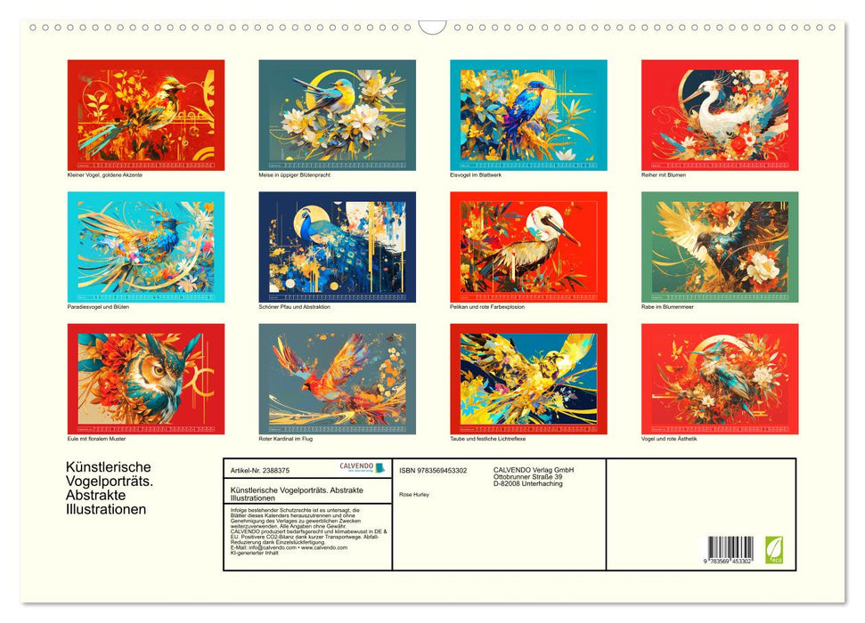 Künstlerische Vogelporträts. Abstrakte Illustrationen (CALVENDO Wandkalender 2027)