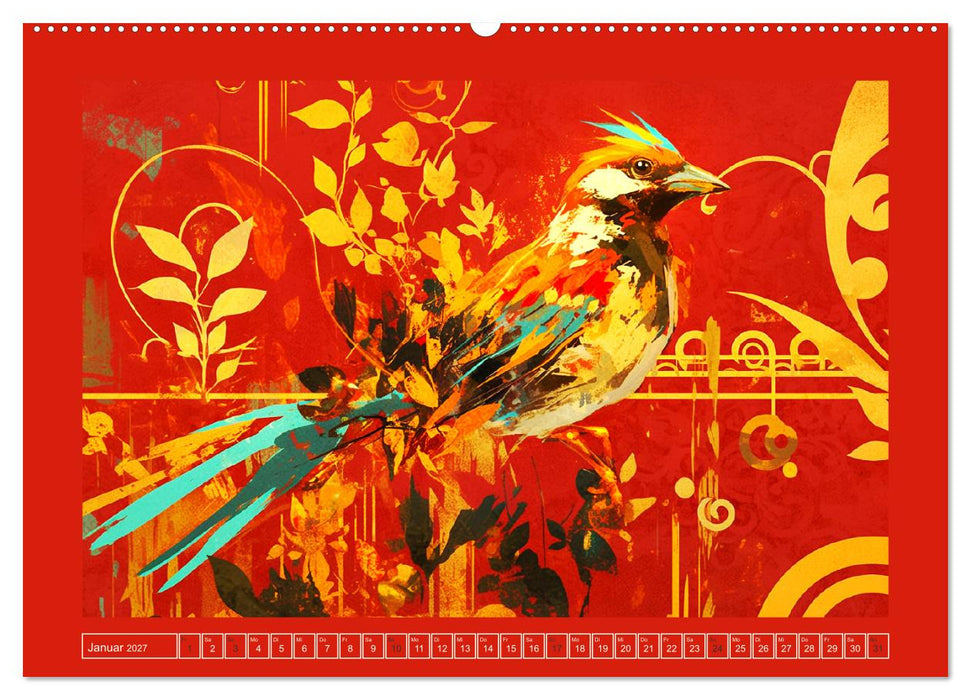 Künstlerische Vogelporträts. Abstrakte Illustrationen (CALVENDO Wandkalender 2027)