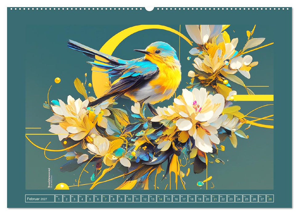 Künstlerische Vogelporträts. Abstrakte Illustrationen (CALVENDO Wandkalender 2027)