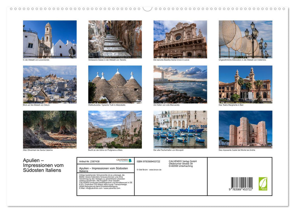 Apulien – Impressionen vom Südosten Italiens (CALVENDO Premium Wandkalender 2027)